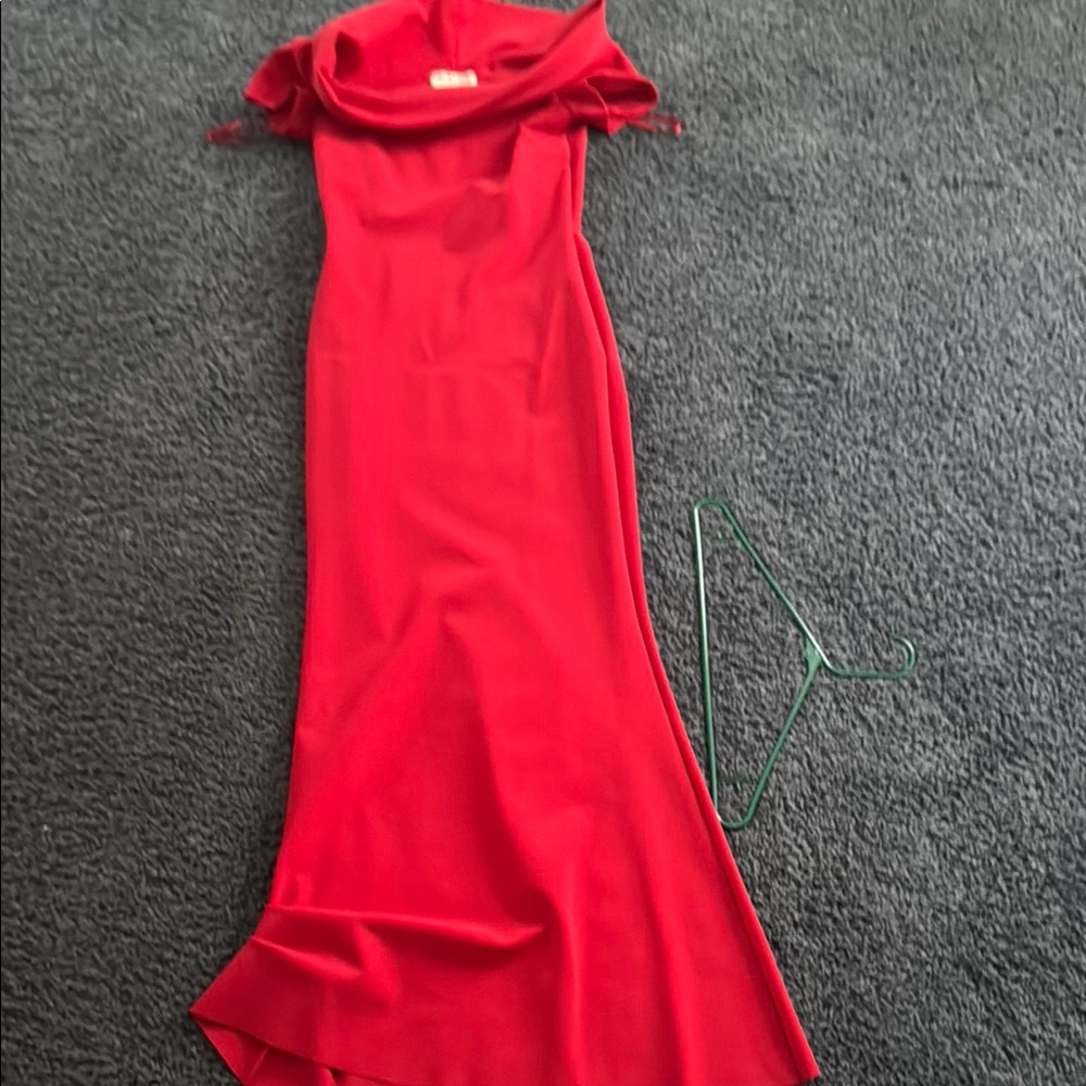 Red Cowl Neck Gown -